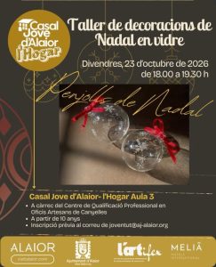 Afișul atelierului de decorațiuni de Crăciun din sticlă de la Casal Jove d'Alaior, 23 octombrie